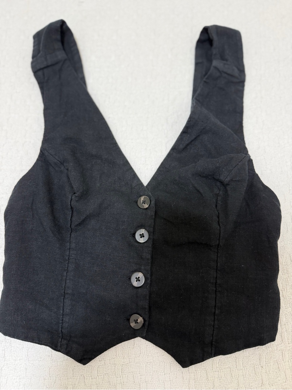 Abercrombie & Fitch Black Button-Front Cropped Tank
